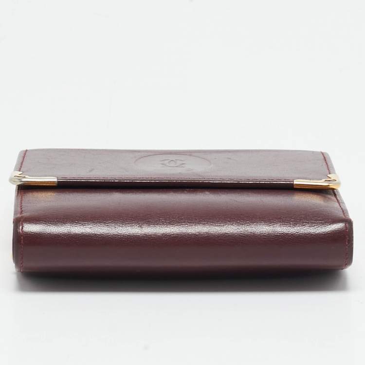 Pre Owned Cartier Burgundy Leather Must de Cartier Kisslock Wallet