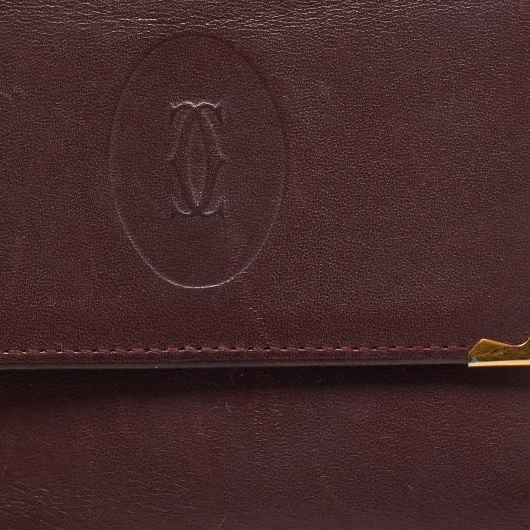 Pre Owned Cartier Burgundy Leather Must de Cartier Kisslock Wallet