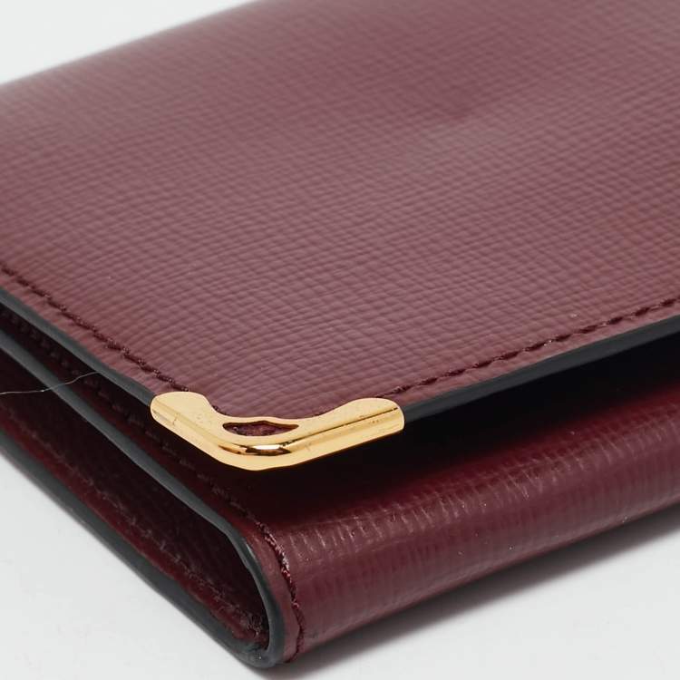 Pre Owned Cartier Burgundy Leather Must de Cartier Bifold Long Wallet