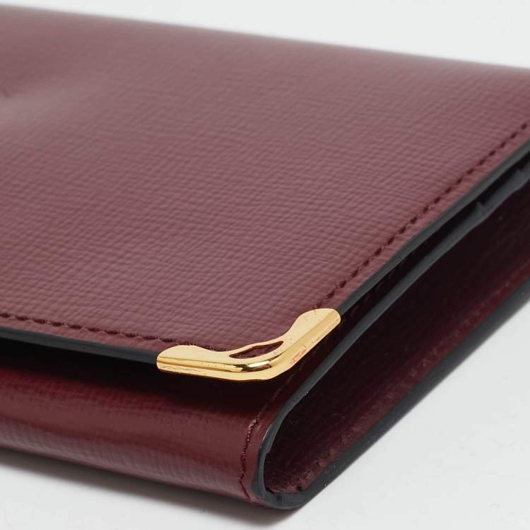 Pre Owned Cartier Burgundy Leather Must de Cartier Bifold Long Wallet