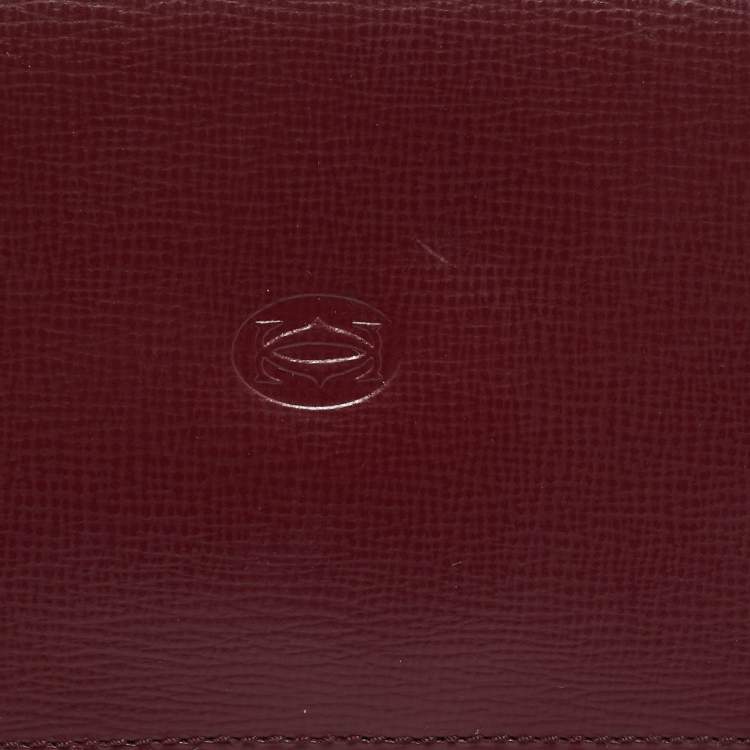 Pre Owned Cartier Burgundy Leather Must de Cartier Bifold Long Wallet