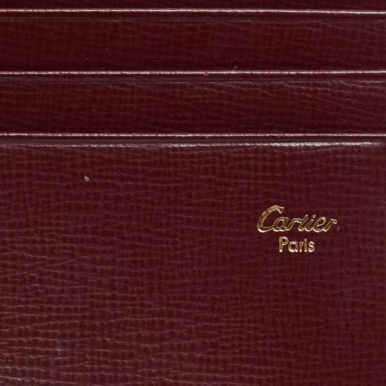 Pre Owned Cartier Burgundy Leather Must de Cartier Bifold Long Wallet