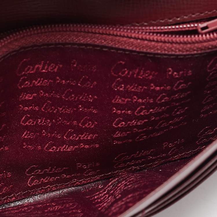Pre Owned Cartier Burgundy Leather Must de Cartier Bifold Long Wallet