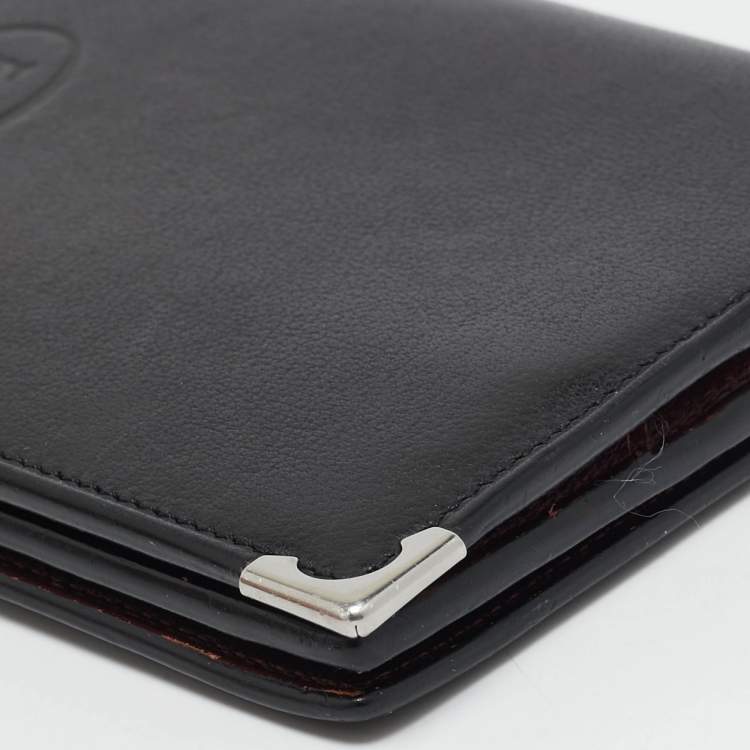 Pre Owned Cartier Black Leather Must de Cartier Bifold Long Wallet