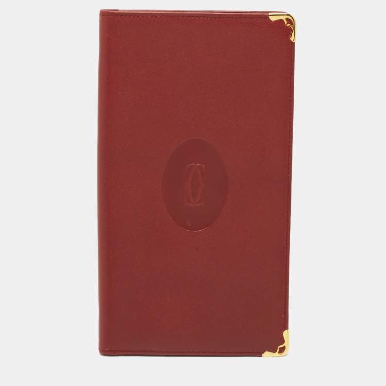 Pre Owned Cartier Burgundy Leather Must de Cartier Long Wallet