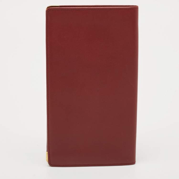 Pre Owned Cartier Burgundy Leather Must de Cartier Long Wallet