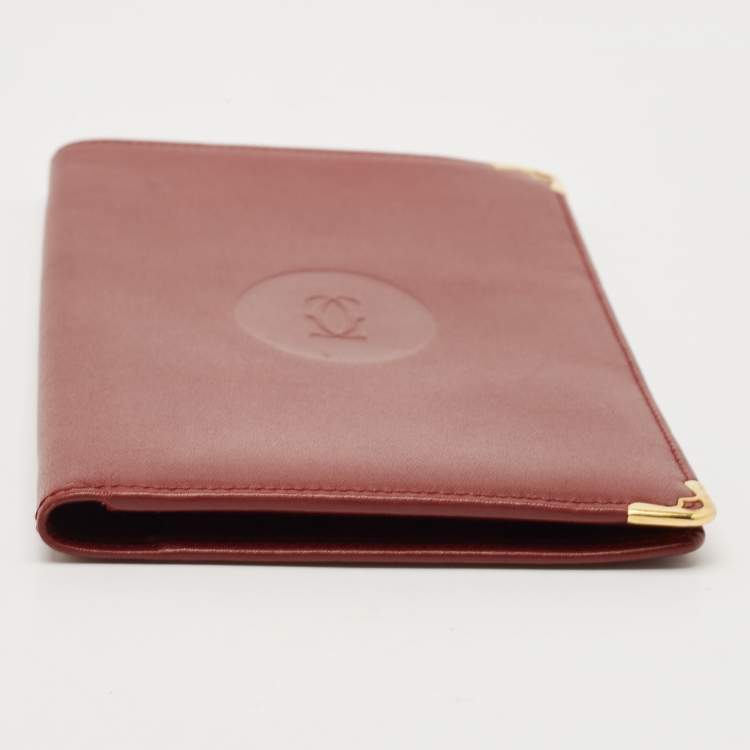 Pre Owned Cartier Burgundy Leather Must de Cartier Long Wallet