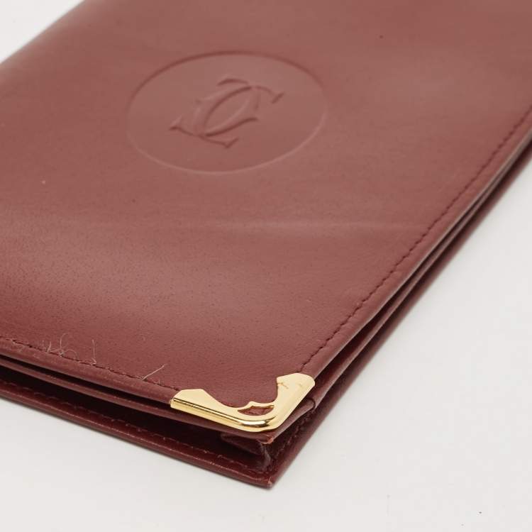 Pre Owned Cartier Burgundy Leather Must de Cartier Long Wallet