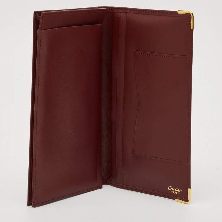 Pre Owned Cartier Burgundy Leather Must de Cartier Long Wallet