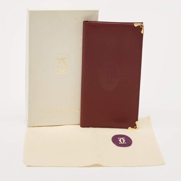 Pre Owned Cartier Burgundy Leather Must de Cartier Long Wallet
