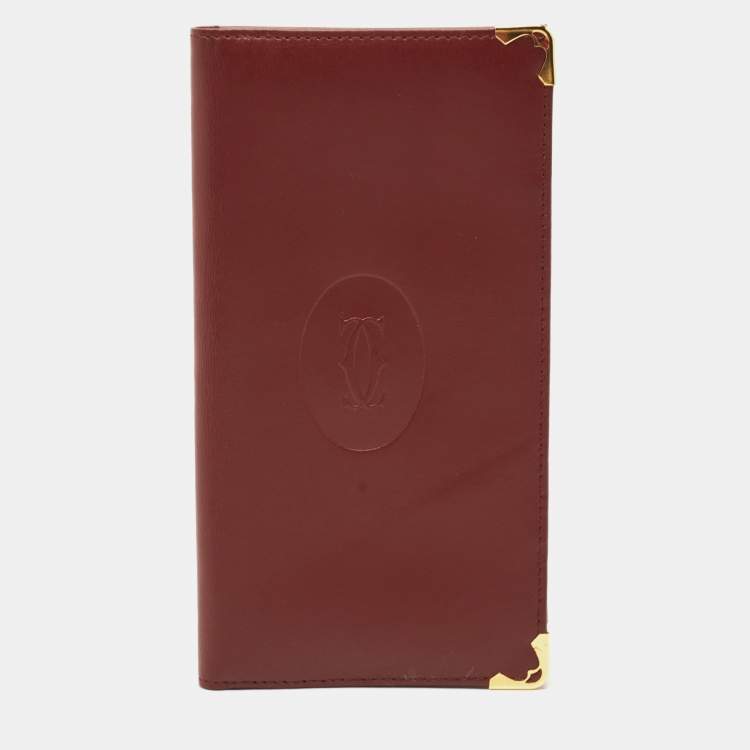 Pre Owned Cartier Burgundy Leather Must de Cartier Long Wallet
