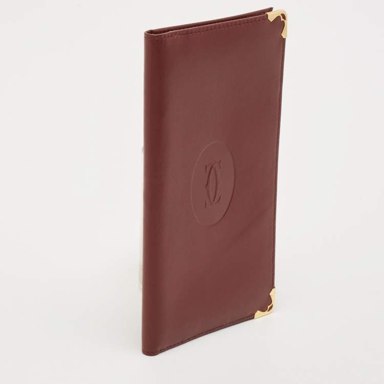 Pre Owned Cartier Burgundy Leather Must de Cartier Long Wallet