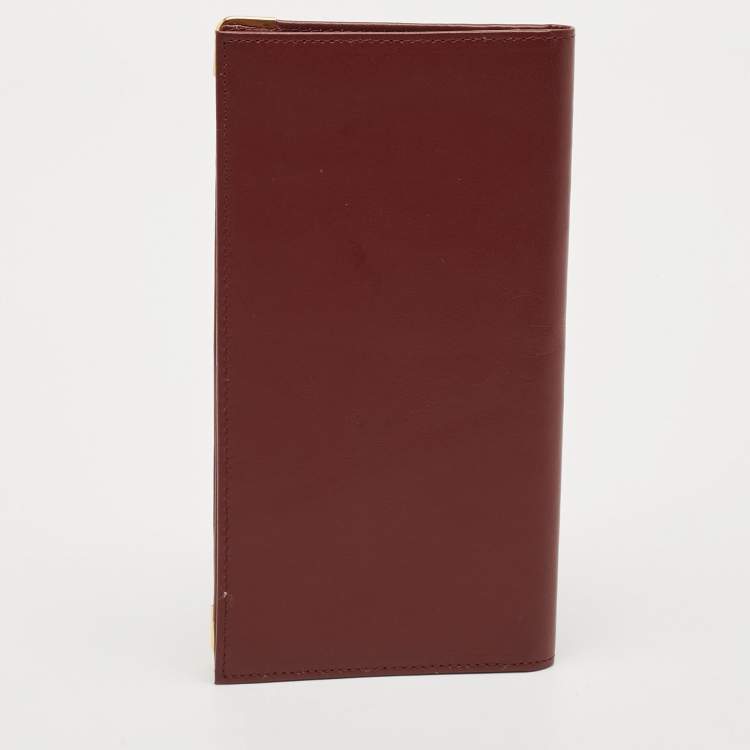 Pre Owned Cartier Burgundy Leather Must de Cartier Long Wallet