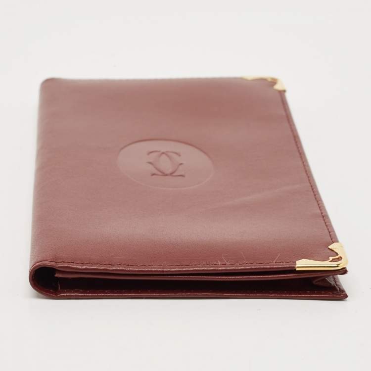 Pre Owned Cartier Burgundy Leather Must de Cartier Long Wallet