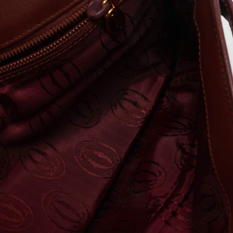 Pre Owned Cartier Burgundy Leather Must de Cartier Clutch