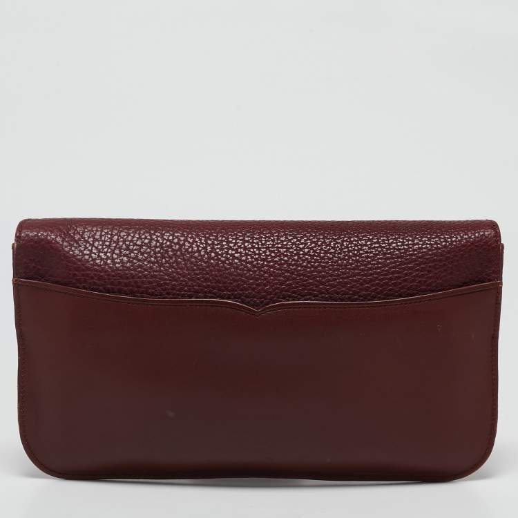 Pre Owned Cartier Burgundy Leather Must de Cartier Clutch