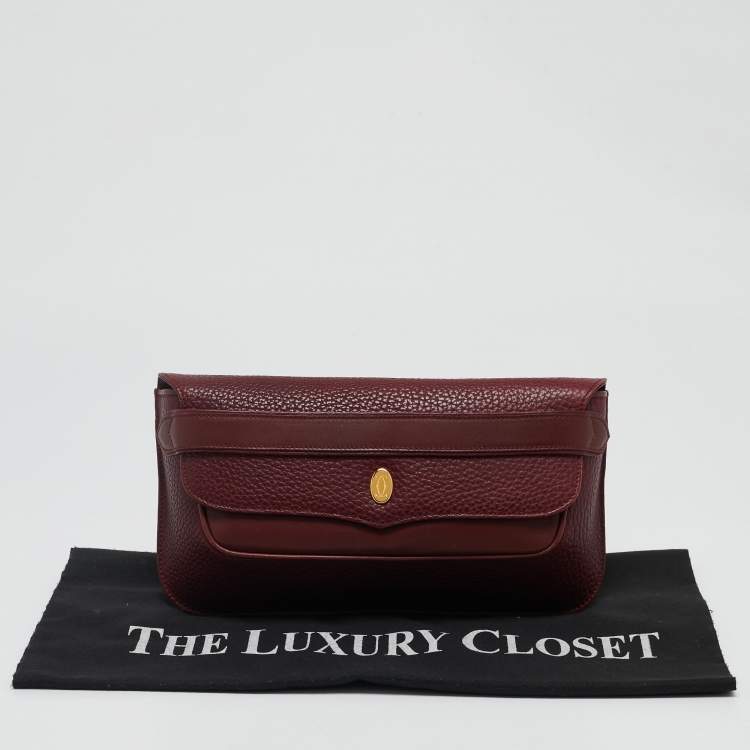 Pre Owned Cartier Burgundy Leather Must de Cartier Clutch