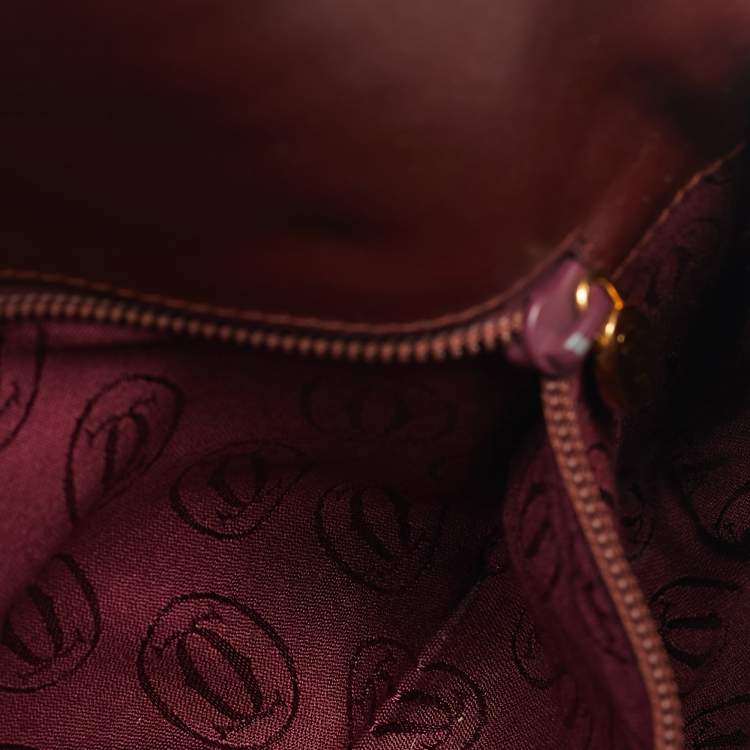 Pre Owned Cartier Burgundy Leather Must de Cartier Crossbody Bag