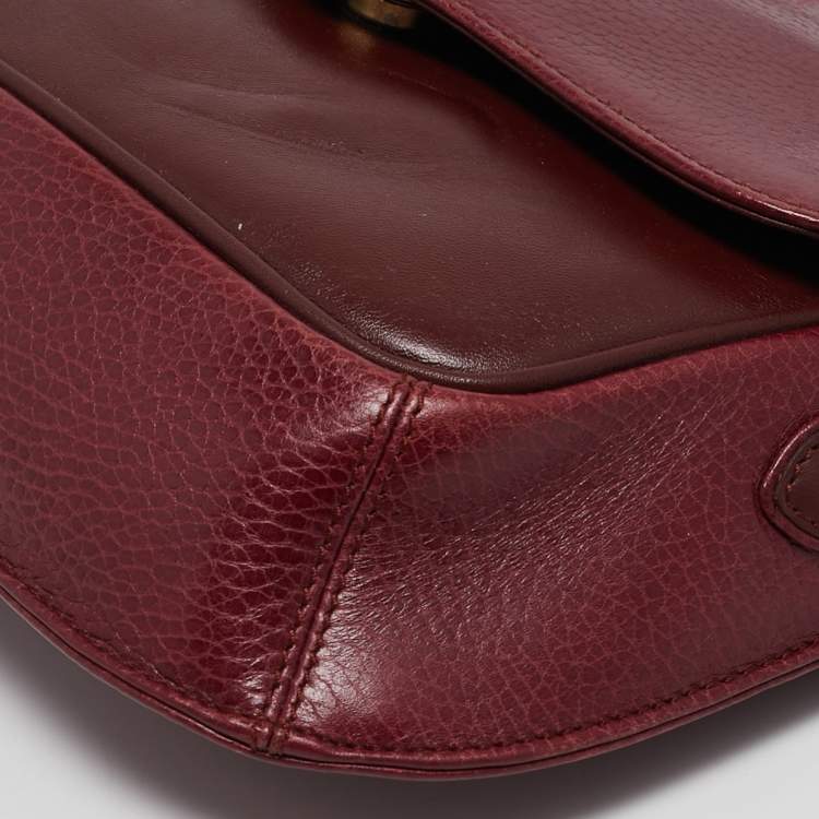 Pre Owned Cartier Burgundy Leather Must de Cartier Crossbody Bag