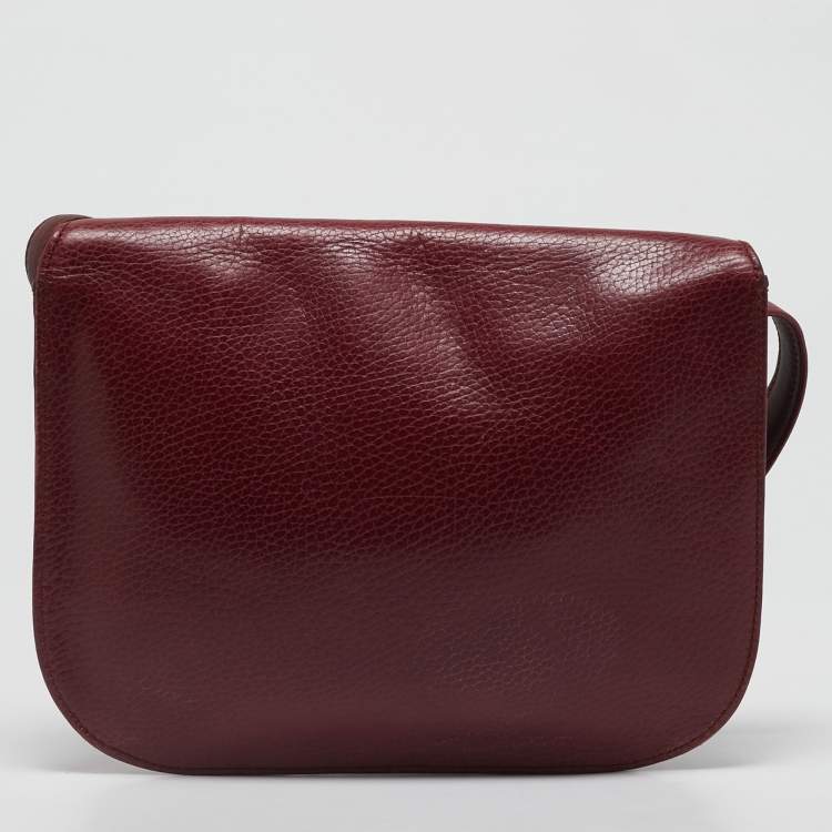 Pre Owned Cartier Burgundy Leather Must de Cartier Crossbody Bag