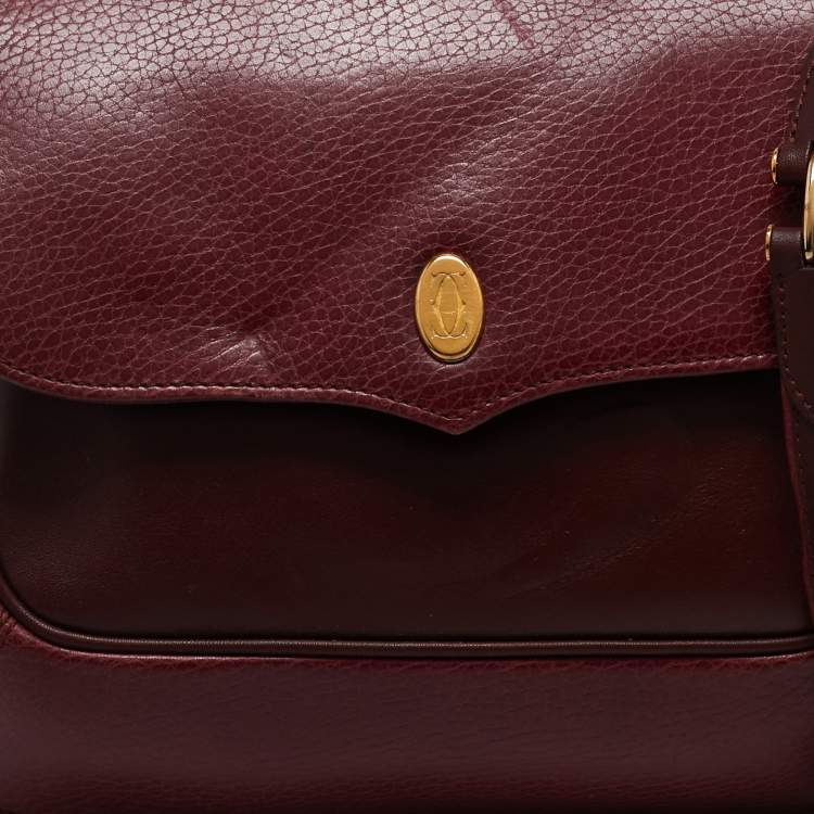 Pre Owned Cartier Burgundy Leather Must de Cartier Crossbody Bag