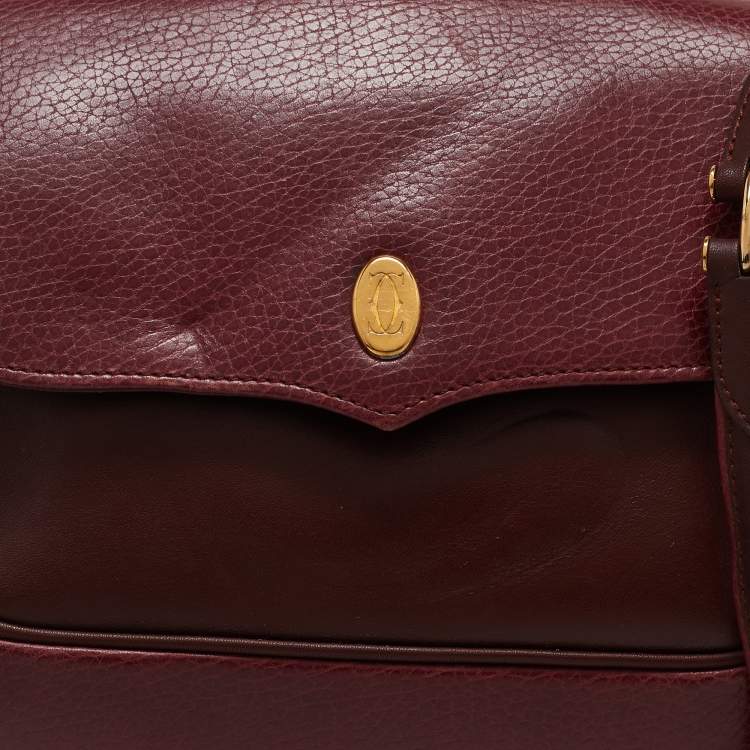 Pre Owned Cartier Burgundy Leather Must de Cartier Crossbody Bag