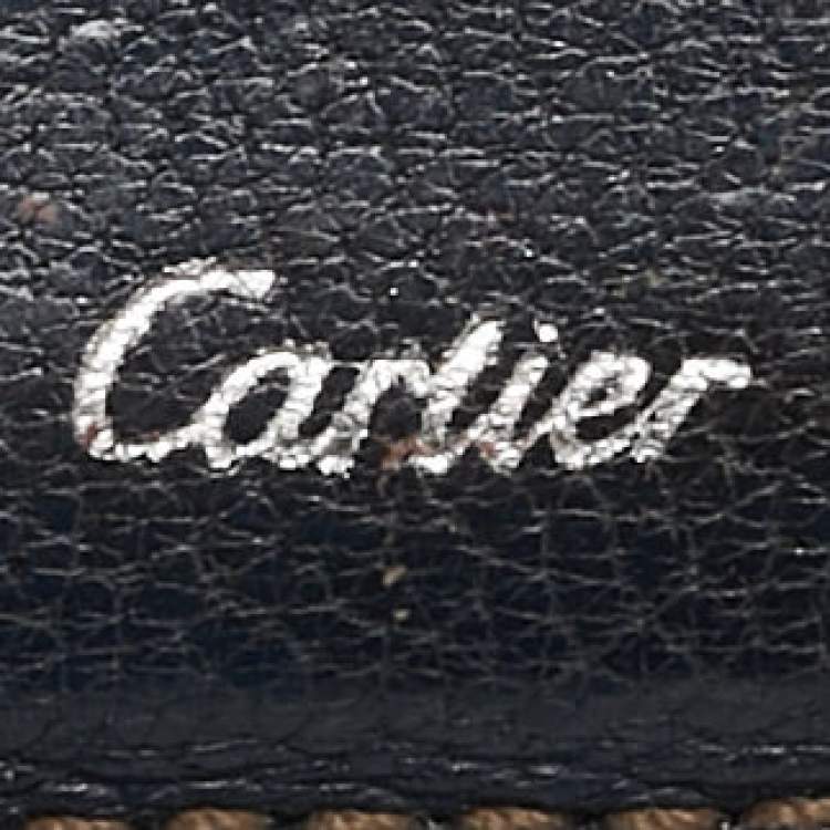 Pre Owned Cartier Navy Blue Leather Card Holder