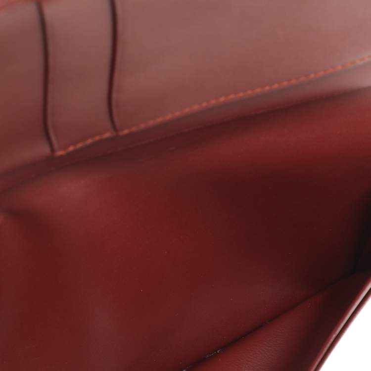 Pre Owned Cartier Burgundy Leather Must De Cartier Bi Fold Long Wallet