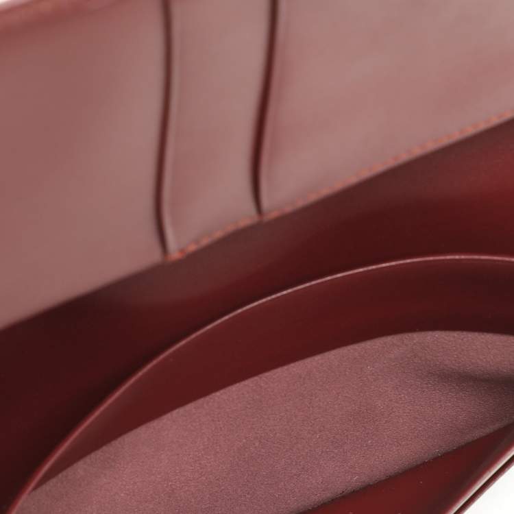 Pre Owned Cartier Burgundy Leather Must De Cartier Bi Fold Long Wallet