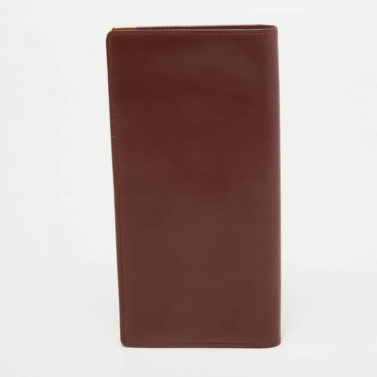 Pre Owned Cartier Burgundy Leather Le Must De Cartier Long Wallet