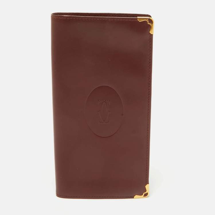 Pre Owned Cartier Burgundy Leather Le Must De Cartier Long Wallet