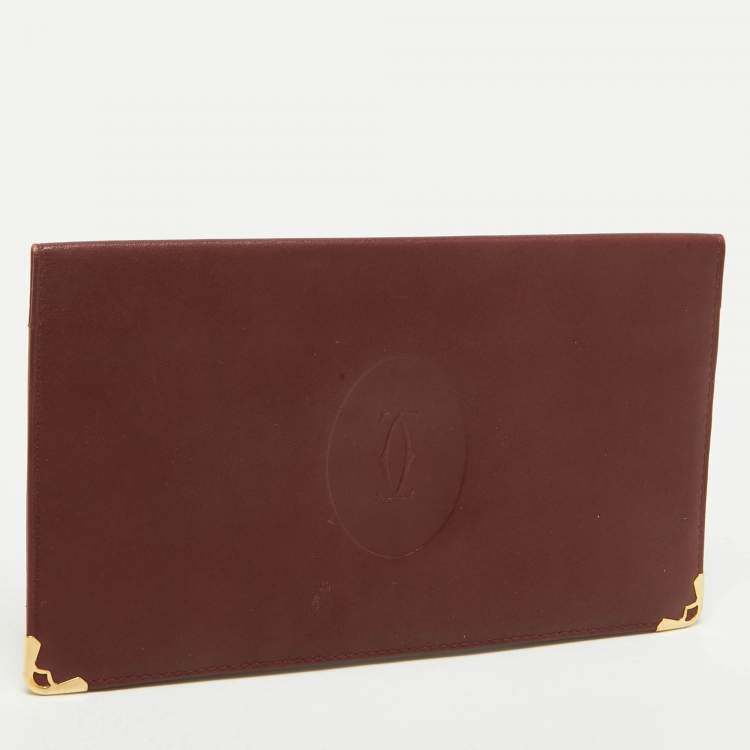 Pre Owned Cartier Burgundy Leather Must de Cartier International Wallet