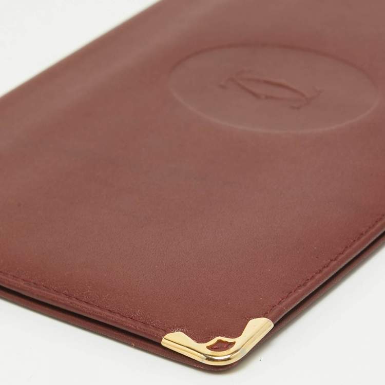 Pre Owned Cartier Burgundy Leather Must de Cartier International Wallet