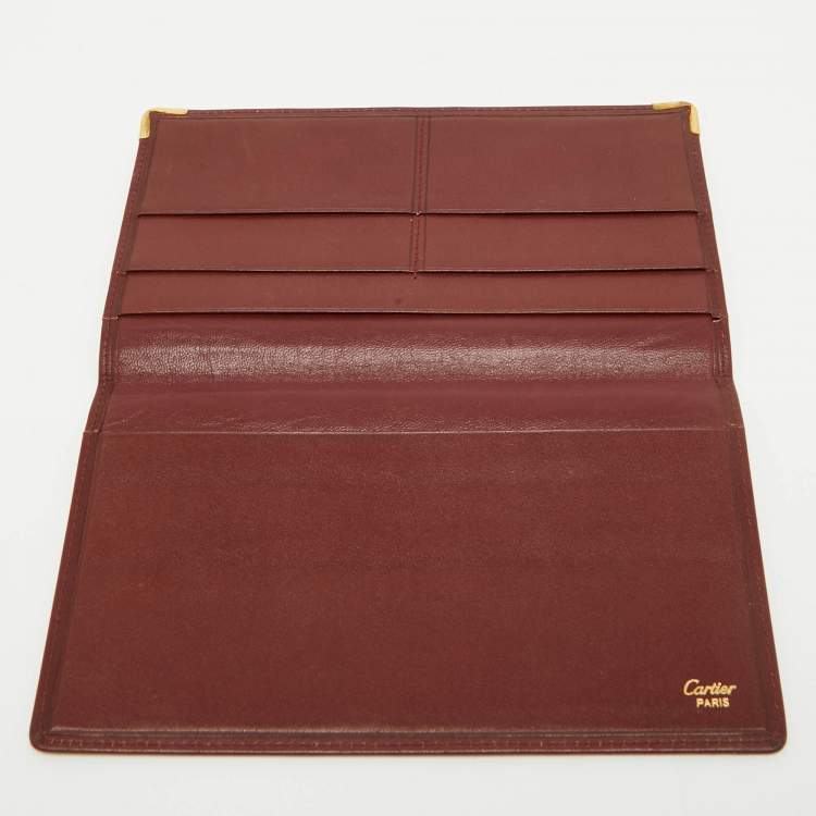 Pre Owned Cartier Burgundy Leather Must de Cartier International Wallet