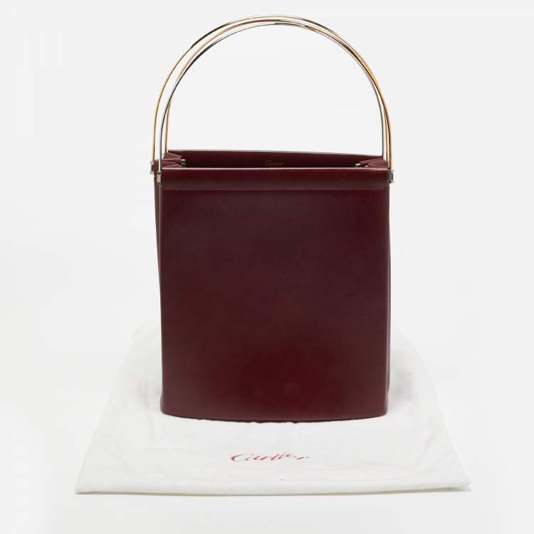Pre Owned Cartier Burgundy Leather Trinity Bag