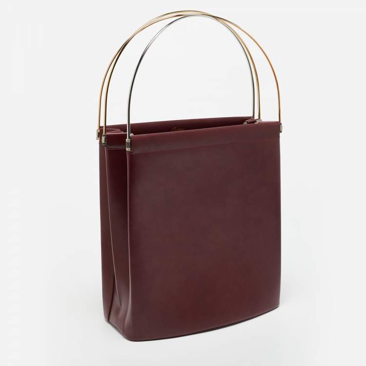 Pre Owned Cartier Burgundy Leather Trinity Bag
