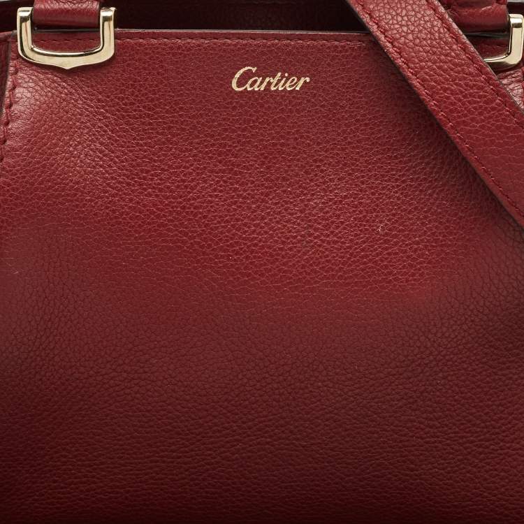 Pre Owned Cartier Dark Red Leather Mini C de Cartier Satchel
