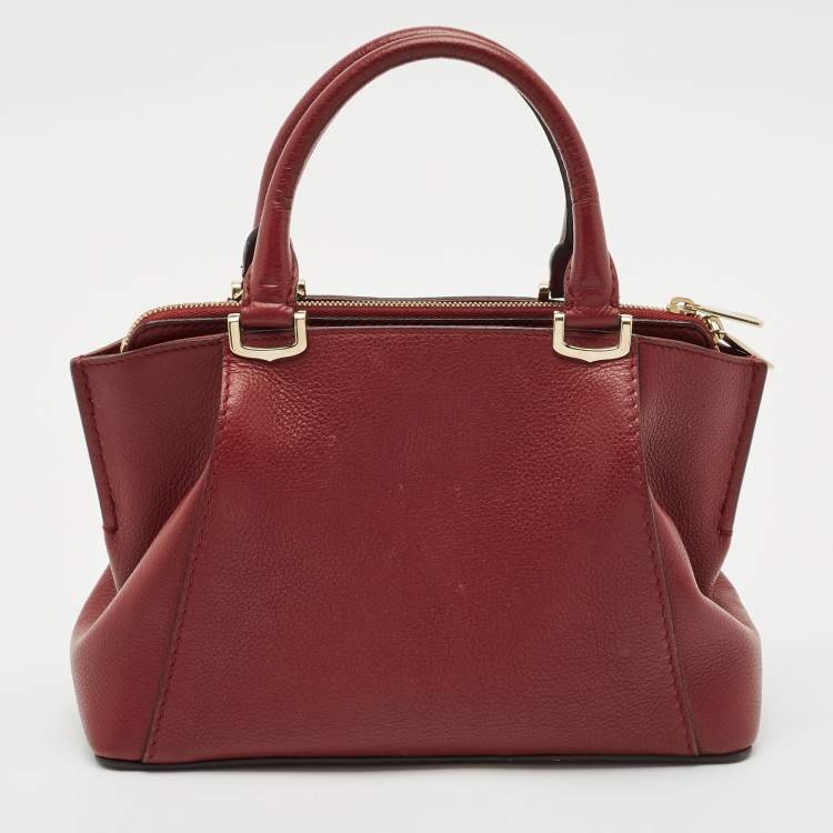 Pre Owned Cartier Dark Red Leather Mini C de Cartier Satchel
