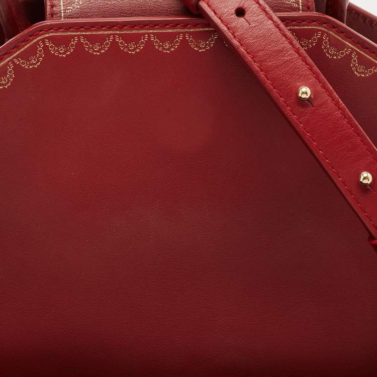 Pre Owned Cartier Red Leather Mini Guirlande De Cartier Top Handle Bag