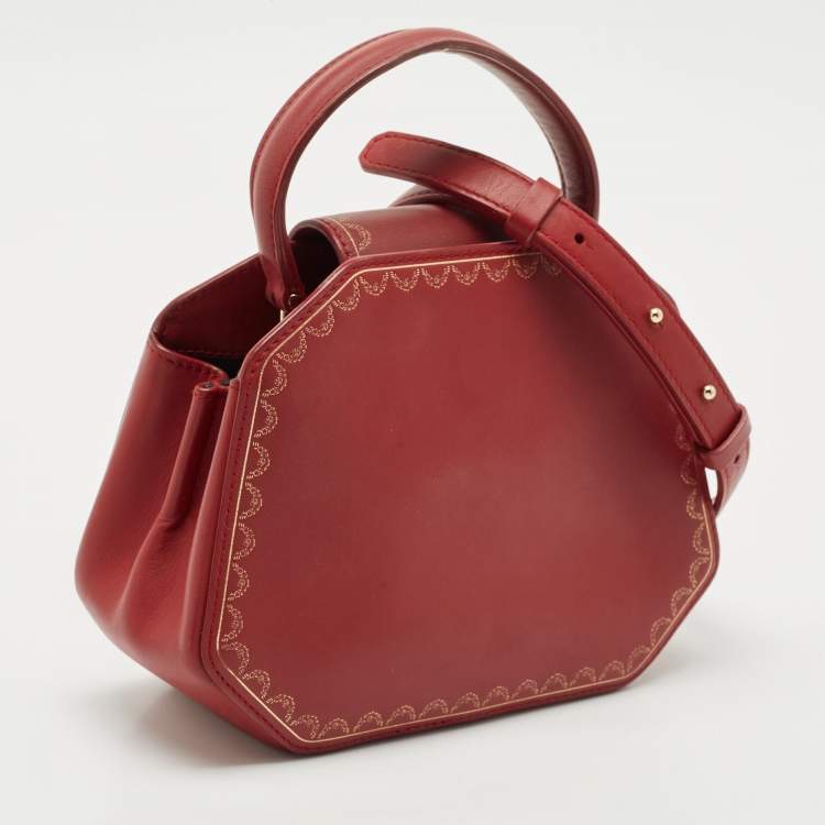 Pre Owned Cartier Red Leather Mini Guirlande De Cartier Top Handle Bag