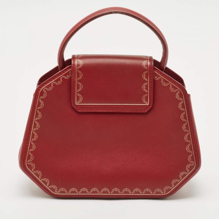 Pre Owned Cartier Red Leather Mini Guirlande De Cartier Top Handle Bag