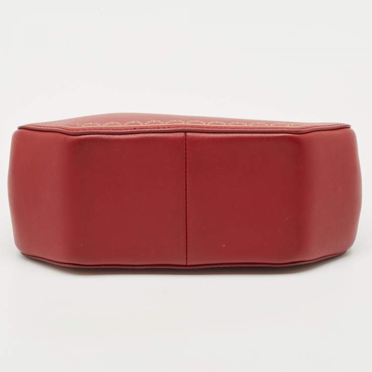Pre Owned Cartier Red Leather Mini Guirlande De Cartier Top Handle Bag