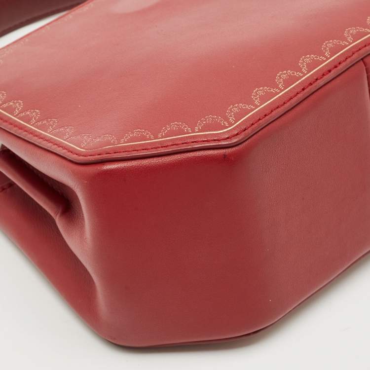 Pre Owned Cartier Red Leather Mini Guirlande De Cartier Top Handle Bag