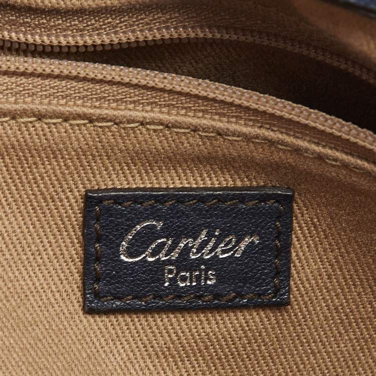 Pre Owned Cartier Navy Blue Suede and Python Marcello de Cartier Saddle Bag