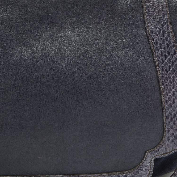 Pre Owned Cartier Navy Blue Suede and Python Marcello de Cartier Saddle Bag