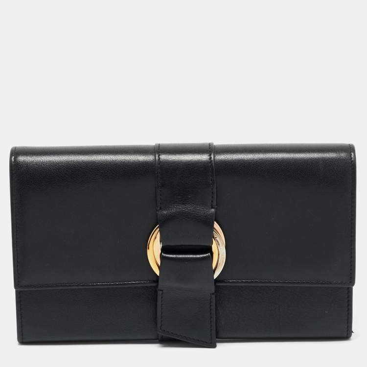 Pre Owned Cartier Black Leather Trinity Continental Wallet