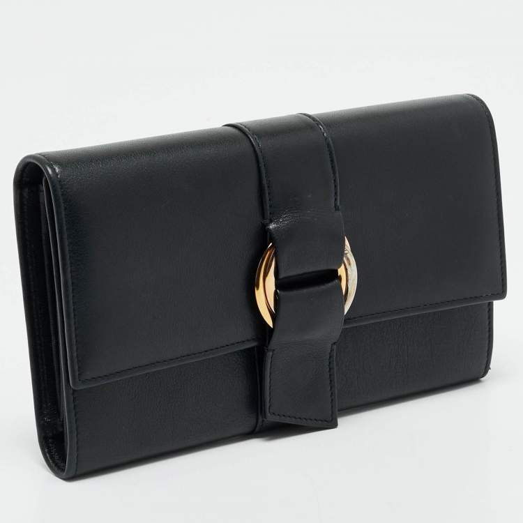 Pre Owned Cartier Black Leather Trinity Continental Wallet