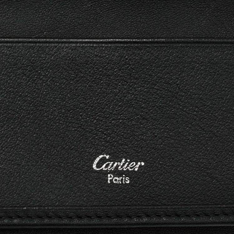 Pre Owned Cartier Black Leather Trinity Continental Wallet