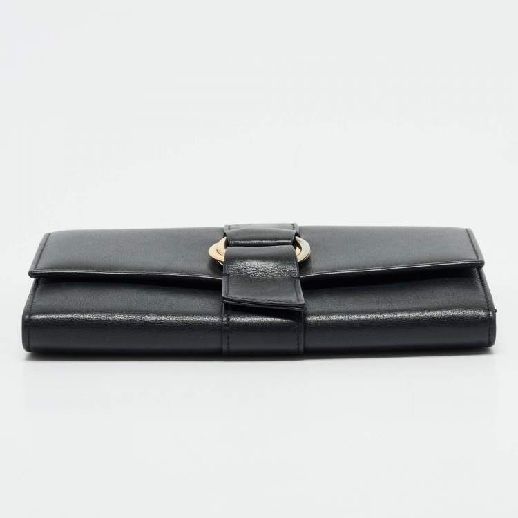 Pre Owned Cartier Black Leather Trinity Continental Wallet