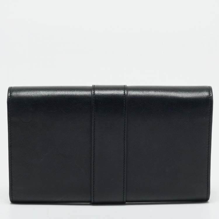 Pre Owned Cartier Black Leather Trinity Continental Wallet